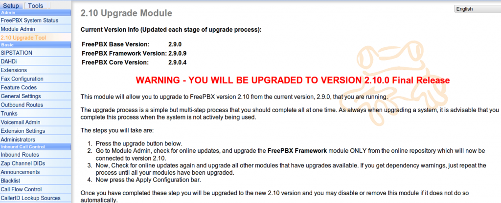 upgradeFreePBX2.10